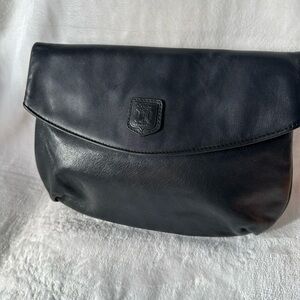 Vintage Celine Black Leather Clutch with generic chain
